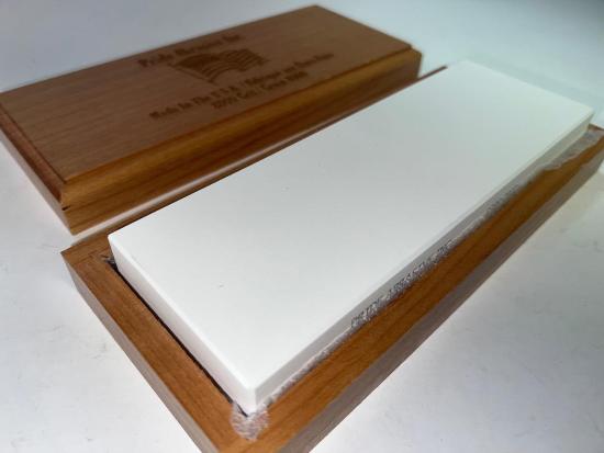 Pride Abrasives USA Made CERAMIC 8000x Water Stone with CHERRY Wood  Box - Cardon Tools