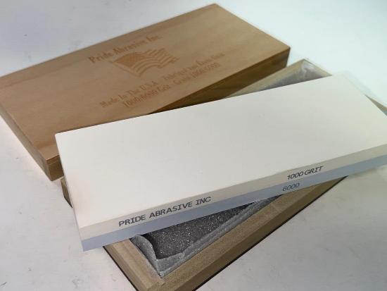 Pride Abrasives USA Made CERAMIC 1000x / 6000x  Water Stone with Wooden Box - Cardon Tools