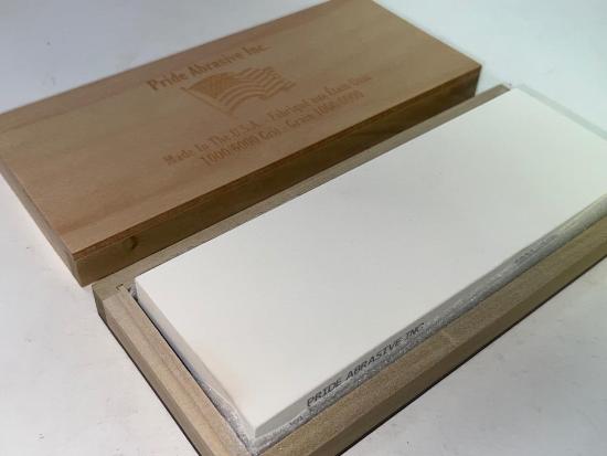Pride Abrasives USA Made CERAMIC 1000x / 6000x  Water Stone with Wooden Box - Cardon Tools
