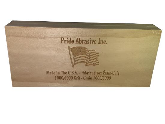 Pride Abrasives USA Made CERAMIC 1000x / 6000x  Water Stone with Wooden Box - Cardon Tools