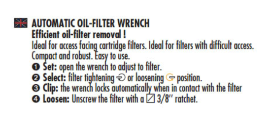 FACOM France C.48-3 Automatic Oil Filter Wrench for Large FIlters, 100-150mm - Cardon Tools