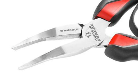 FACOM France 40 Degree Angle Flat Nose Serrated Tip Pliers C/W Return Spring - Cardon Tools