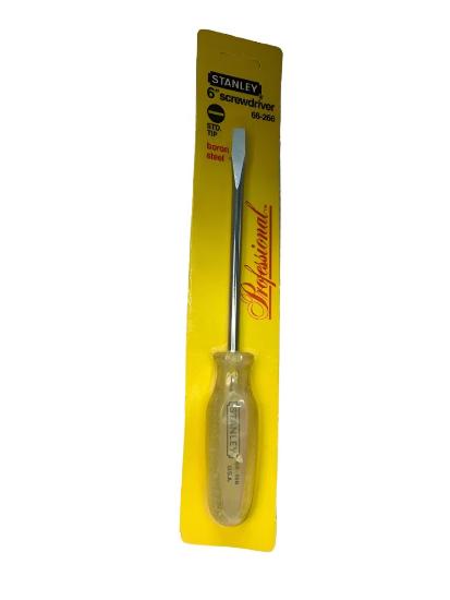 New Old Stock 1987 USA Made Stanley Professional 6"  Slot Screwdriver 66-266 BORON Steel - Cardon Tools