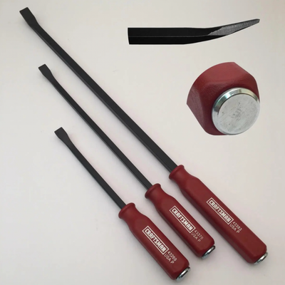 New Old Stock Craftsman USA 3pc Curved Pry Bar with Steel STRIKE Cap 12", 17" & 25" - Cardon Tools