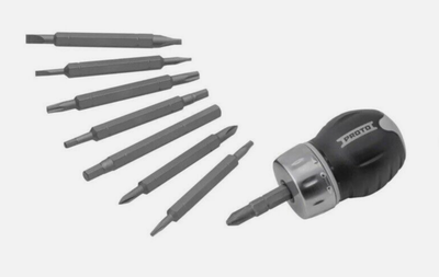 Proto Ratcheting Stubby Screwdriver Set J9325 c/w Canvas Belt pouch - Cardon Tools