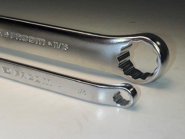 Facom 7pc Set 10° Offset Stubby THIN WALL  Box End SAE Wrench Set 1/4-13/16" - Cardon Tools