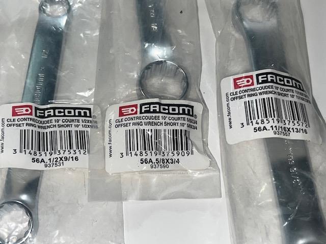 Facom 7pc Set 10° Offset Stubby THIN WALL  Box End SAE Wrench Set 1/4-13/16" - Cardon Tools