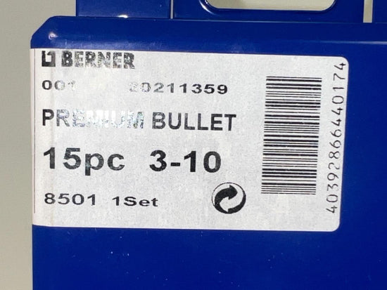 15pc BERNER Germany PREMIUM Metric 3-10mm Hss Bullet Point Drill Bit Set c/w STEEL BOX - Cardon Tools