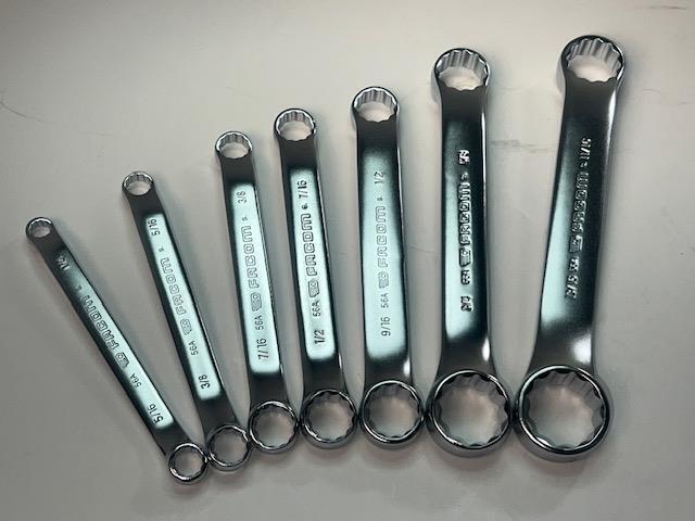 Facom 7pc Set 10° Offset Stubby THIN WALL  Box End SAE Wrench Set 1/4-13/16" - Cardon Tools