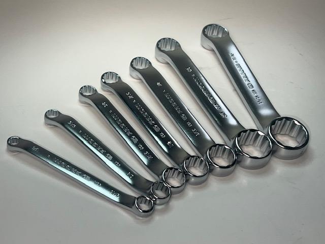 Facom 7pc Set 10° Offset Stubby THIN WALL  Box End SAE Wrench Set 1/4-13/16" - Cardon Tools