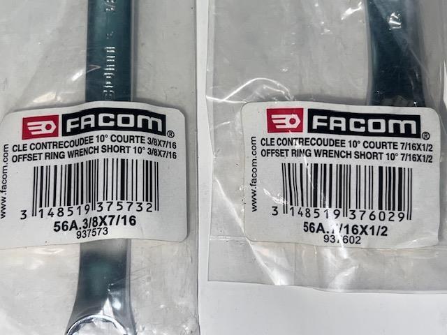 Facom 7pc Set 10° Offset Stubby THIN WALL  Box End SAE Wrench Set 1/4-13/16" - Cardon Tools