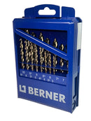 15pc BERNER Germany PREMIUM Metric 3-10mm Hss Bullet Point Drill Bit Set c/w STEEL BOX - Cardon Tools