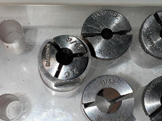 6 Hardinge 5/8" OD Drill Bushings + 3/16" & 1/8" Hardinge 1C Collets & Collet Holder 1-C - Cardon Tools