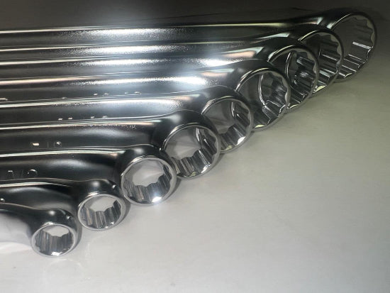 Facom 56L Series 9pc 10° Offset LONG Box End SAE Wrench Set 5/16" to 1-1/4" - Cardon Tools