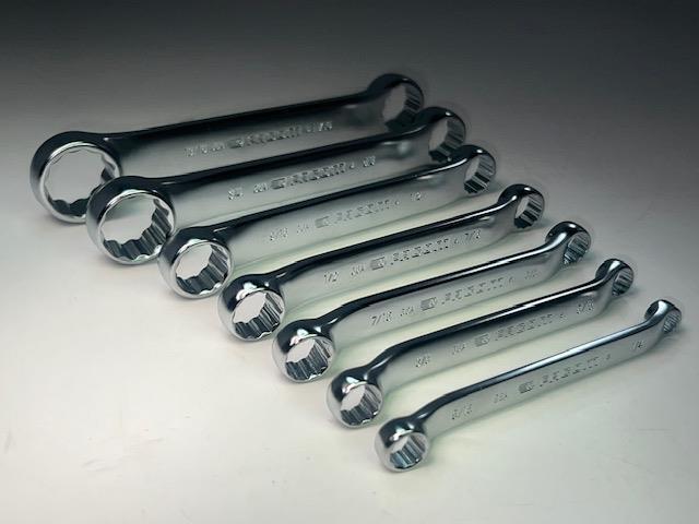 Facom 7pc Set 10° Offset Stubby THIN WALL  Box End SAE Wrench Set 1/4-13/16" - Cardon Tools