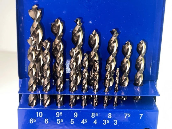 15pc BERNER Germany PREMIUM Metric 3-10mm Hss Bullet Point Drill Bit Set c/w STEEL BOX - Cardon Tools