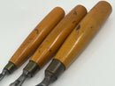 Vintage 3 pc Set Ashley Illes UK Made Paring Incannal Gouges with Boxwood Handles - Cardon Tools