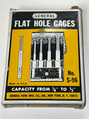 New Old Stock GENERAL Hardware USA Made S-96 Toolmakers Flat Hole Gage 1/8"- 1/2" - Cardon Tools