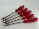 RARE New Old Stock WIHA WEST- GERMANY 5pc METRIC Nut DRIVER Set c/w CHERRY Red Acetate Handles - Cardon Tools