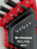 Facom Made in France 82H.JP9A Hex Key Set 9 Piece Metric 1.5mm to 10mm - Cardon Tools
