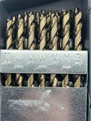 New Old Stock  USA made 26pc 135˚  Split Point M42 Cobalt Drill Bit Set with Heavy Duty Gold Finish - Cardon Tools