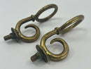 Pair of Unusual Antique Solid Brass Heavy Horse Harness Curly Cue Fittings 5-3/8" Overall