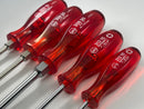 RARE New Old Stock WIHA WEST- GERMANY 5pc SLOT & PHILLIPS Screwdriver Set c/w CHERRY Red Acetate Handles 