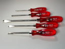 New Old Stock WIHA WEST- GERMANY 5pc SLOT & PHILLIPS Screwdriver Set c/w CHERRY Red Acetate Handles