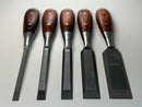 Pristine Un-Used 5 pc  CHESTNUT TOOLS by Lee Valley Perfect Pattern Bevel Edge Chisel Set