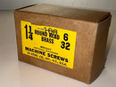 Box of brass machine screws on a white background Cardon Tools