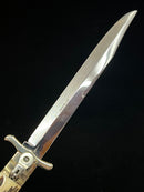 New Old Stock HUBERTUS Germany "Pigsticker" Folding Swing Guard Bowie Knife with Stag Handles