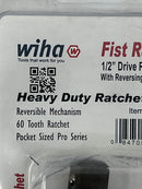 Wiha 1/2" drive Pocket sized Pro Series 60 Tooth Ratchet Unit with Reversing Thumb Wheel 