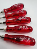 RARE New Old Stock WIHA WEST- GERMANY 5pc METRIC Nut DRIVER Set c/w CHERRY Red Acetate Handles 