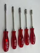 RARE New Old Stock WIHA WEST- GERMANY 5pc METRIC Nut DRIVER Set c/w CHERRY Red Acetate Handles 
