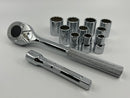 New Old Stock PROTO USA made TorquePlus 12pc High Polish 1/2" Dr 12 pt Socket Set with Ratchet  7/16" - 1" Range