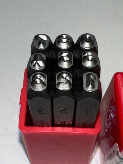 FACOM 293A.3 9pc Number Punch Set  for Metal Fabricators 3mm Numeral Height - Cardon Tools