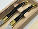 New Old Stock Laguiole Made in France Ebony Handled Carving Boxed Presentation Set