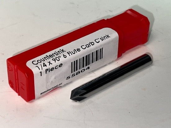 KEO USA Made 55804  1/4" Size, 1/4" Shank , 90° CARBIDE  Six Flute Countersink - Cardon Tools