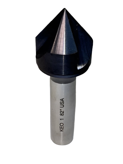 KEO USA Made  1" x 82 deg 3 Flute Carbide TIAIN Countersink 1/2" Shank  55757-TiAIN - Cardon Tools