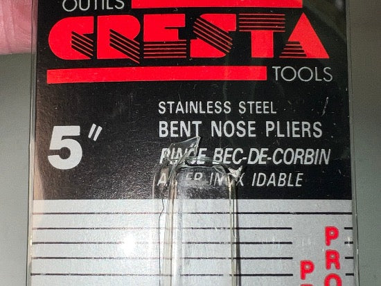 New Old Stock General Tools Made in Japan 5" Stainless Steel SMOOTH Jaw Bent Nose Needle Nose Pliers - Cardon Tools