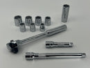 New Old Stock USA Made SK S-K Tools  11pc 3/8" Drive Ratchet & 6pt  Socket Set 