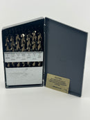 New Old Stock  USA made 26pc 135˚  Split Point M42 Cobalt Drill Bit Set with Heavy Duty Gold Finish