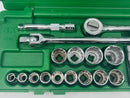New Old Stock SK Tools USA made SUPERKROME 23 pc 1/2" Socket Set IMPERIAL