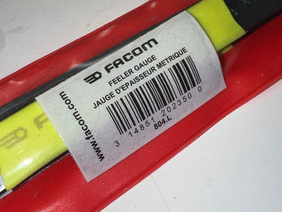 Facom 804.LF Round Tip  LONG Metric Feeler Gage Set FLUO 19 Blades 0.04mm-1mm Range - Cardon Tools