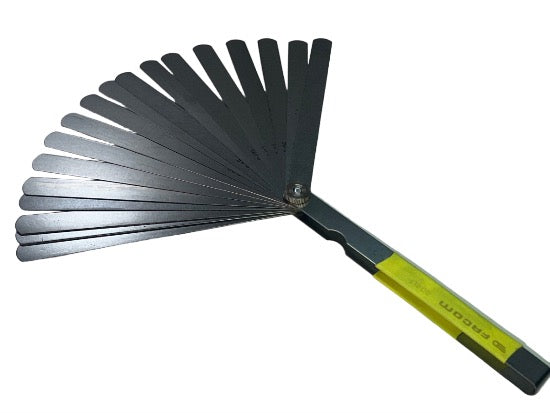 Facom 804.LF Round Tip  LONG Metric Feeler Gage Set FLUO 19 Blades 0.04mm-1mm Range - Cardon Tools