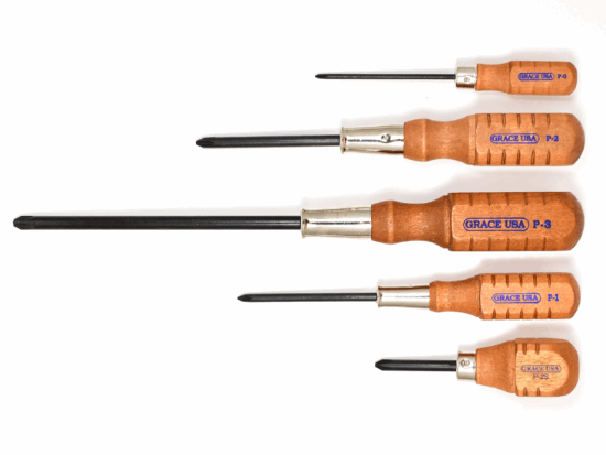 GRACE USA Made Gunsmith 5 Piece Phillips Screwdriver Set SD-P5 - Cardon Tools