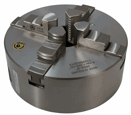 Bison 8" 4-Jaw Self Centering SCROLL Lathe Chuck. Flat Back. 3604-8" - Cardon Tools
