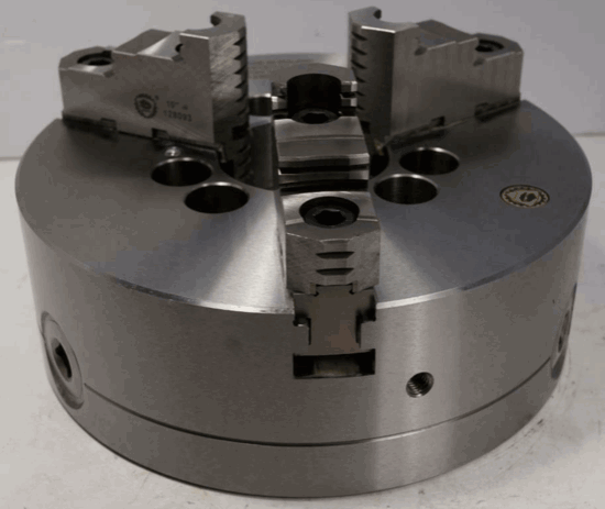DEMO MODEL Bison Poland 10" STEEL 3-Jaw 2pc Jaws Lathe Chuck. A8 A1-8 mount. 2pc Jaws - Cardon Tools