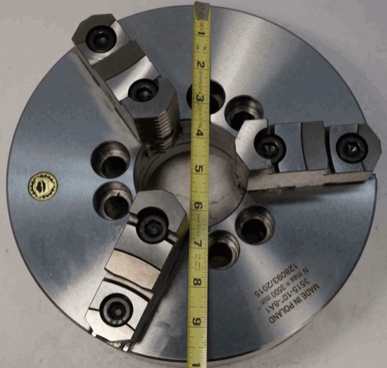 DEMO MODEL Bison Poland 10" STEEL 3-Jaw 2pc Jaws Lathe Chuck. A8 A1-8 mount. 2pc Jaws - Cardon Tools