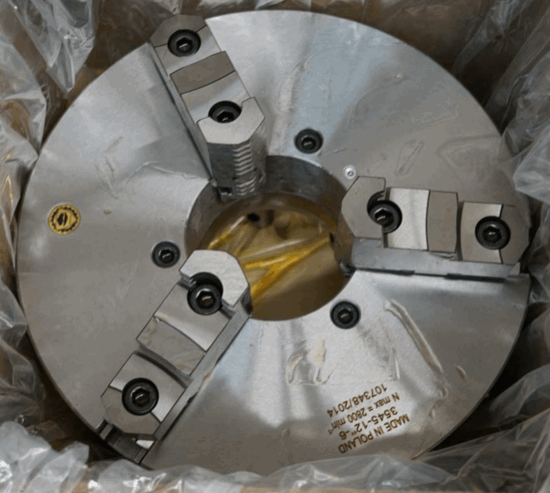 BISON 12" 3-Jaw STEEL  2 pc Jaw Lathe Scroll Chuck D6 D1-6 Direct Mount 7-823-1236 - Cardon Tools